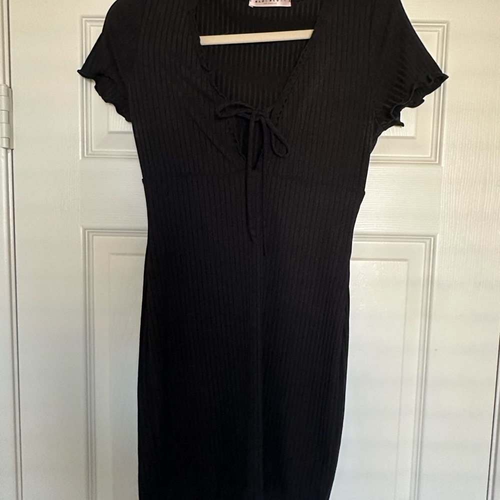 Blue Blush Black Midi Dress